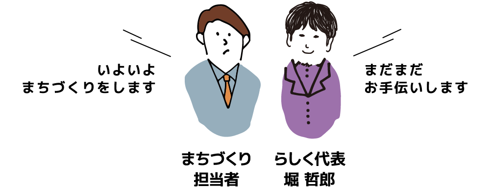 いよいよまちづくりをします　まだまだお手伝いします