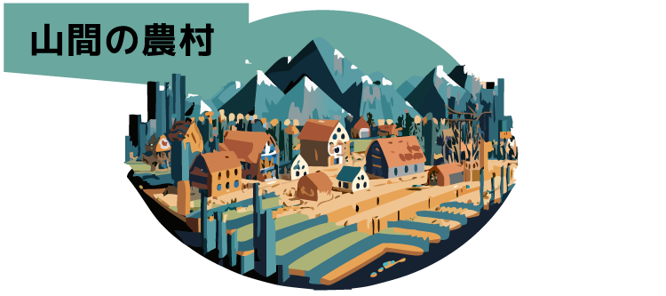 たとえば 山間の農村
